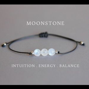 Moonstone bracelet Solid Sterling silver adjustable bracelet